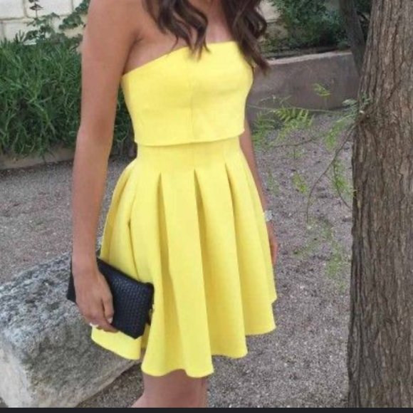 Asos Yellow Scuba Strapless Dress - Picture 2 of 6